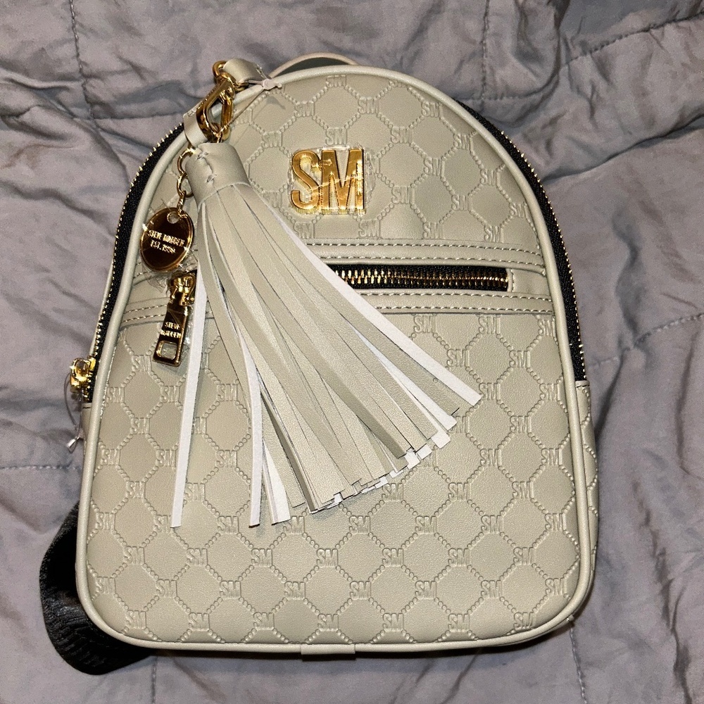 Steve Madden Cream Backpack with Gold Accents